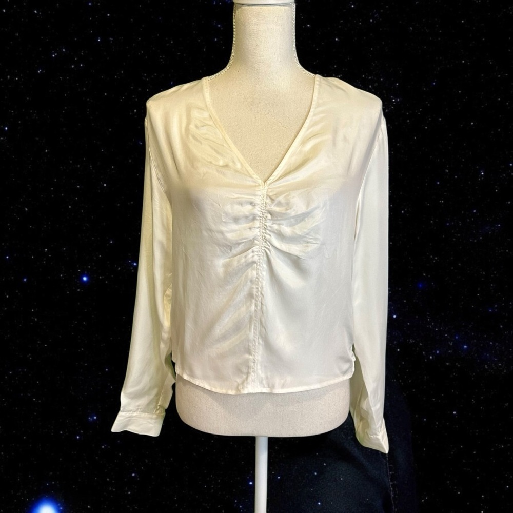 NWT Madewell ‘Brushed Ruched-Front Top’ in White Size 6